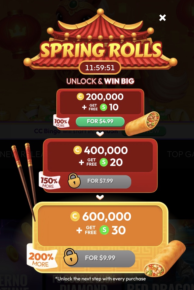 Spring Rolls Promo at Crown Coins